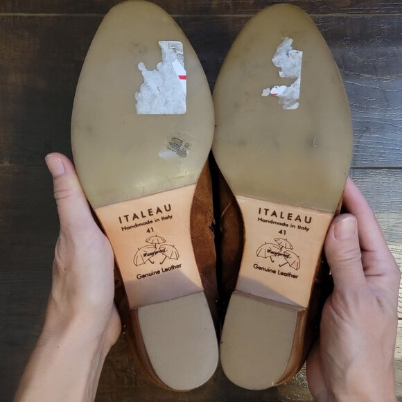 NEW Italeau Ankle Boots Womens 9.5 Brown Suede Studded Western Cowgirl Rustic - Picture 9 of 11